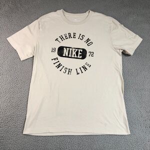 Nike Shirt Men Medium Beige Graphic Logo Solid Athletic Fitness Training Tee